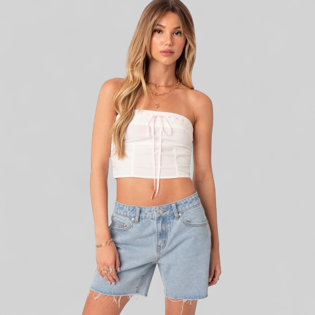 Edikted Poplin Bustier Top Nwt